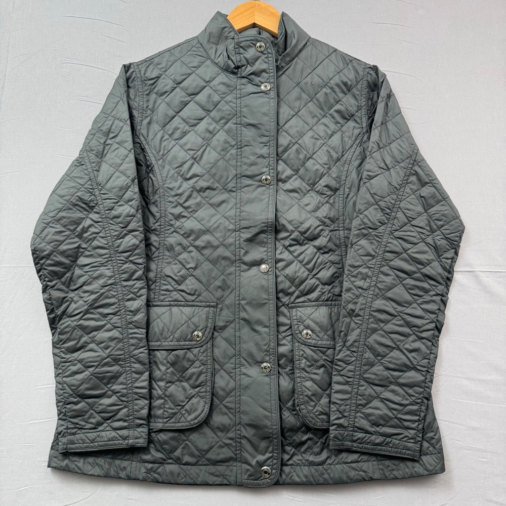 Peter Millar Womens Quilted Field Jacket Grey Plaid Lining Size Medium